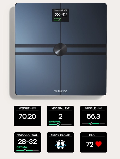 ويذينجز ميزان رقمي ذكي لقياس الجسم,WBS12 أسود