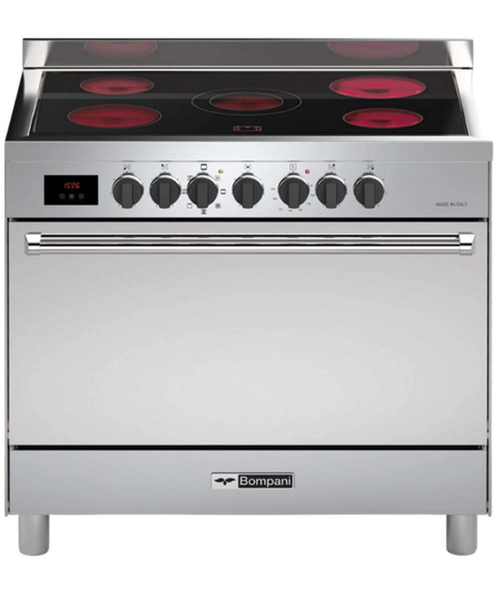 بومبانى، فرن كهربائي سيراميك، 90×60، 5 عيون، فضي - TECH9008VTCPTIX