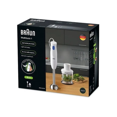 خلاط يدوي براون 600 ملل 450 واط ابيض/ازرق MQ10.201MWH