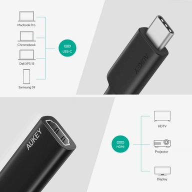 Aukey Unity Adapt HDMI USB-C To HDMI Adapter  Black