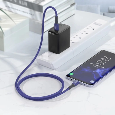 Aukey USB C To USB C 60W Quick Charge Kevlar Cable 2M Blue