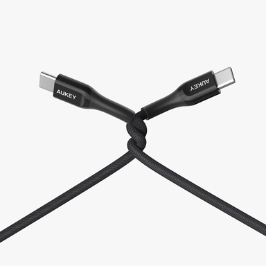 Aukey USB C To USB C 60W Quick Charge Kevlar Cable 2M Black