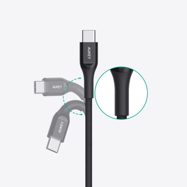Aukey USB C To USB C 60W Quick Charge Kevlar Cable 2M Black