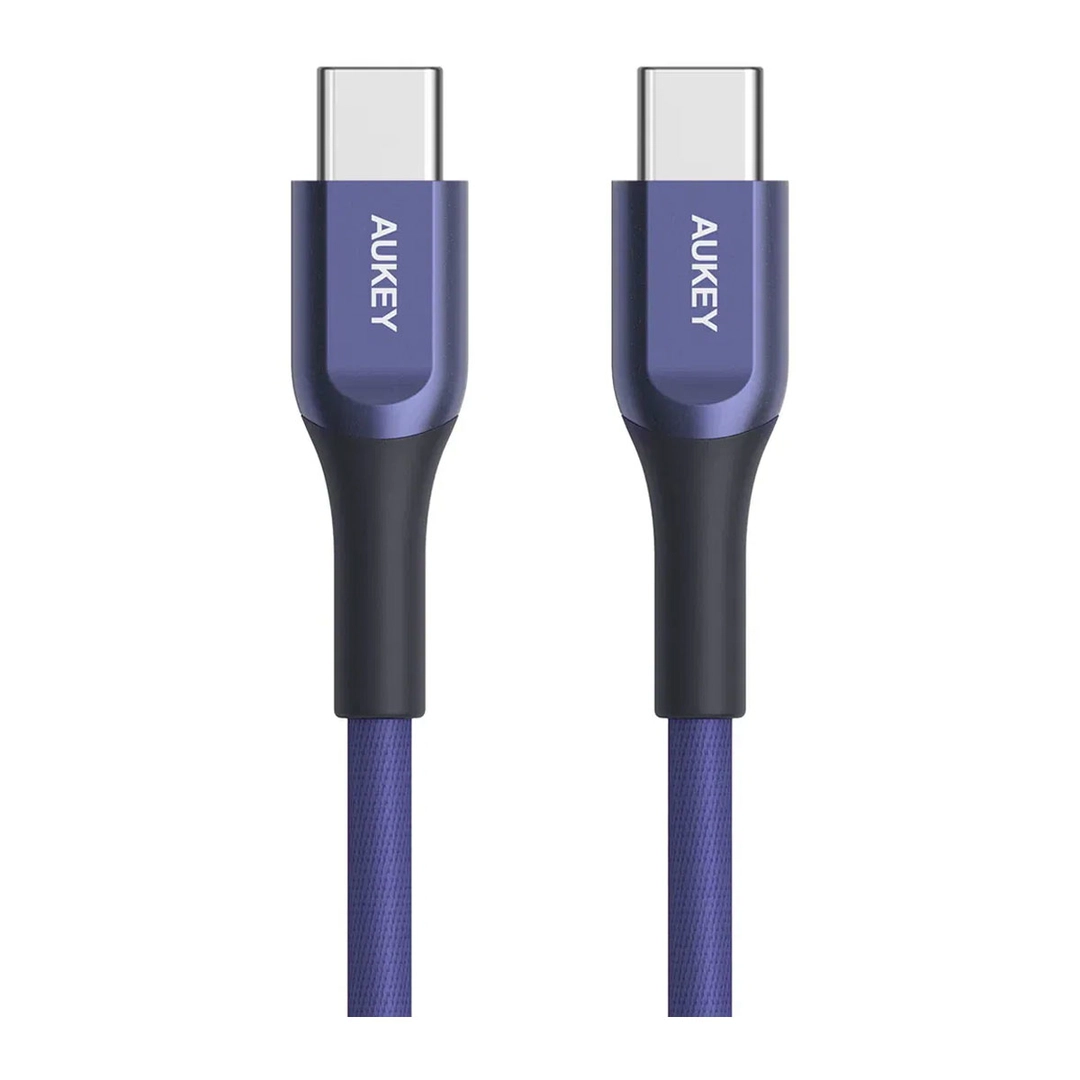Aukey USB C To USB C 60W Quick Charge Kevlar Cable 2M Blue