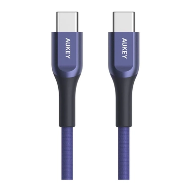 Aukey USB C To USB C 60W Quick Charge Kevlar Cable 2M Blue