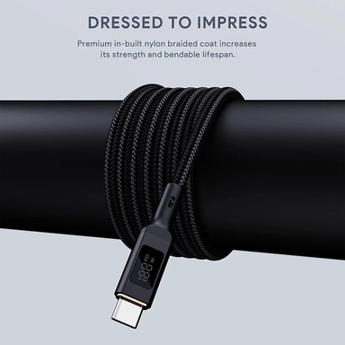Aukey 100W Nylon USB-C to USB-C Cable LCD Display 1M White