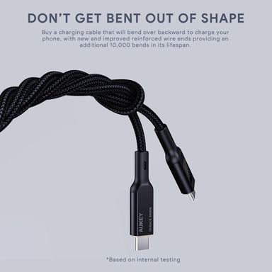 Aukey 100W Nylon USB-C to USB-C Cable LCD Display 1M White