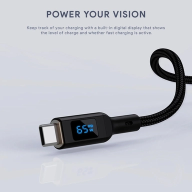 Aukey 100W Nylon USB-C to USB-C Cable LCD Display 1M White