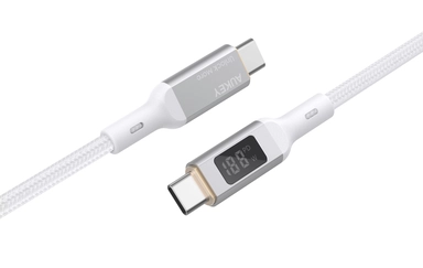 Aukey 100W PD Nylon USBC -C Cable with LCD 1.8M MCC102 White