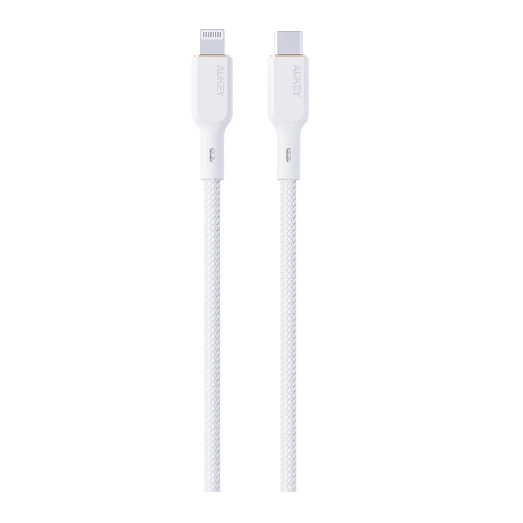 سلك شاحن أوكي, نايلون MFI, USB-C إلى Lightning,بطول 1.8 متر NCL2,أبيض