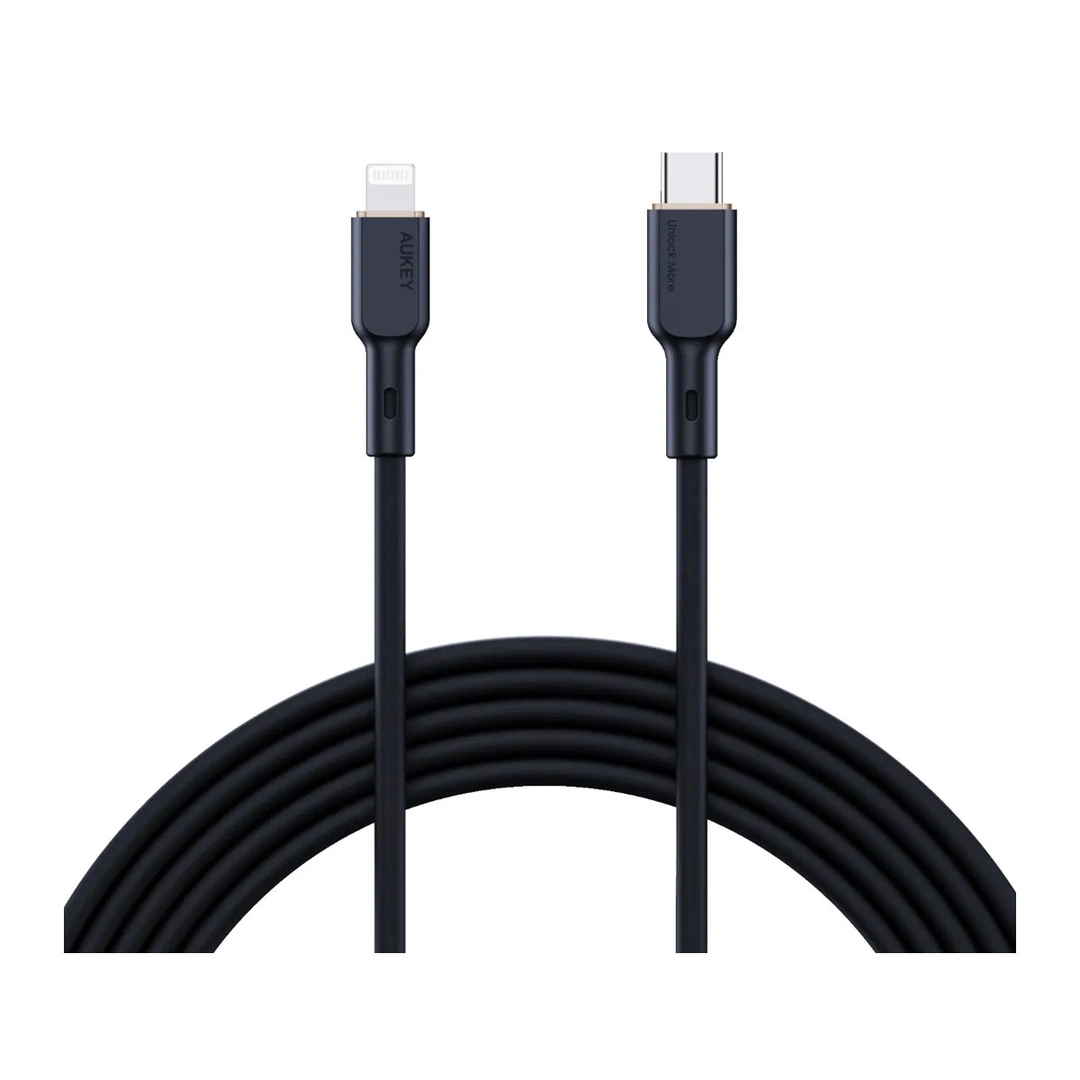 Aukey Silicone MFI Cable USB-C To Lightning 1m SCL1 Black