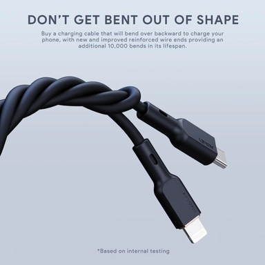 سلك شاحن أوكي سيلكون , MFI  , USB-C To Lightning  , بطول 1متر,أسود
