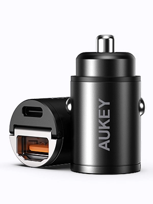 Aukey PD Nano Car Charger 30W 2-Port USB-A & USB-C A3 Black