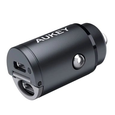 اوكي، شاحن سيارة نانو بي دي، 30 وات، منفذين يو اس بي سي مزدوج ايه 4، فضي