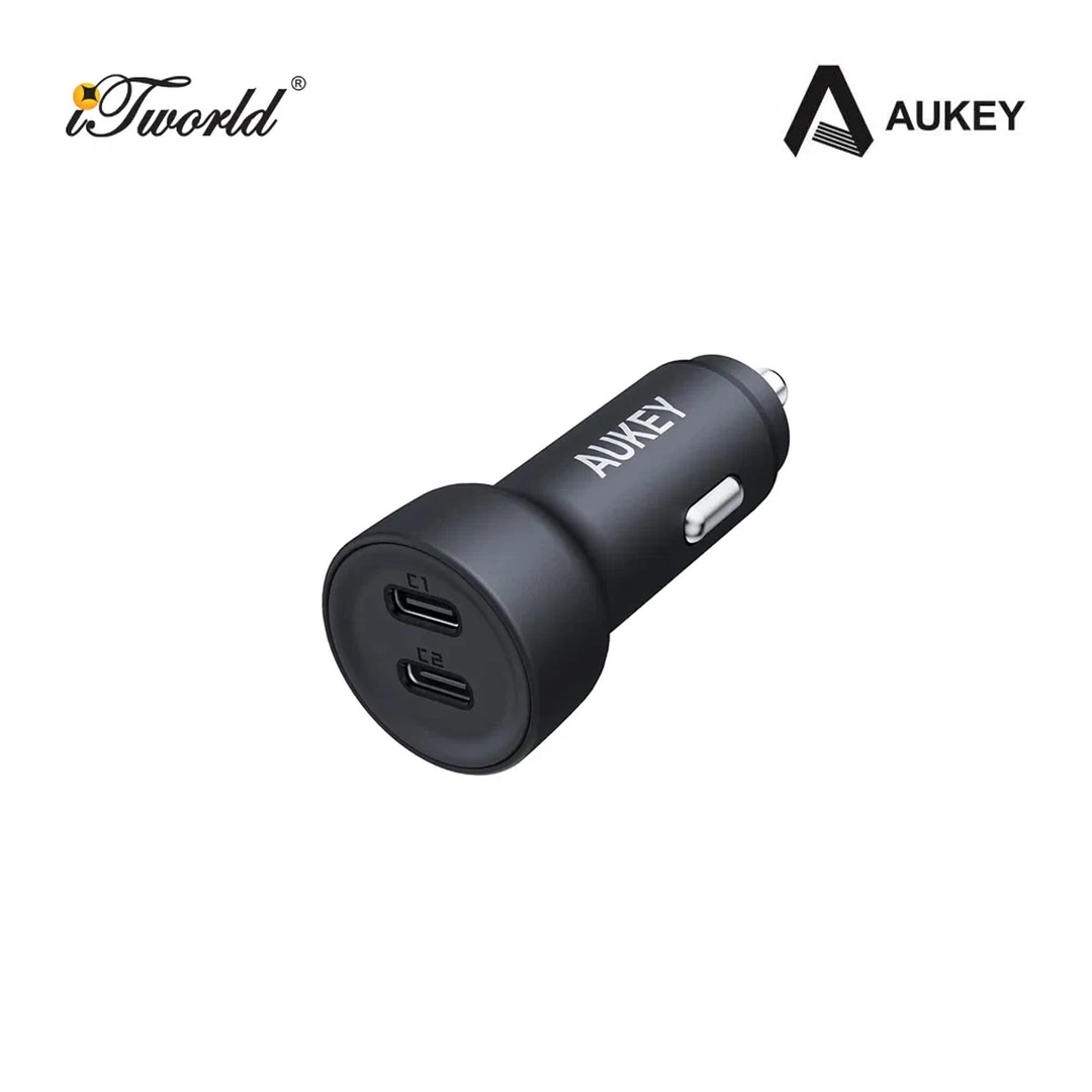 Aukey 2 Port USB Car Charger With Quick Charge 2.0 65W Black