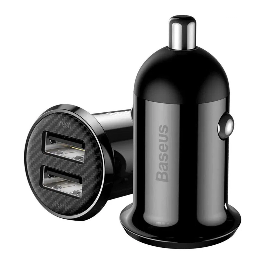 بيسوس , شاحن سيارة, قران برو , (مزدوج USB 4.8A),أسود