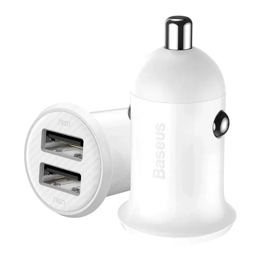 بيسوس , شاحن سيارة, قران برو , (مزدوج USB 4.8A),أبيض