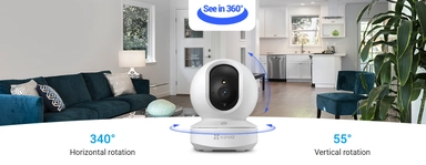 ايزفيز، كاميرا مراقبة داخلية، 4K، 8 ميجابكسل، دوران 360°، تحريك وإمالة، أبيض، TY1 Pro