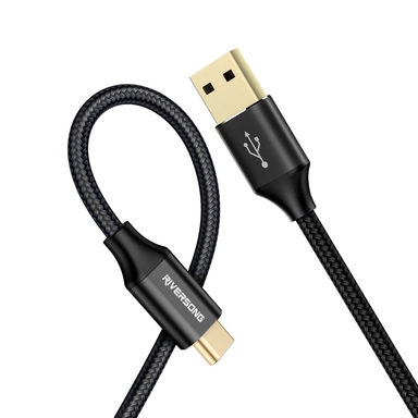 ريفر سونج ,شاحن جوال, Ct62 Typ-C, سريع ,20 سم , أسود 