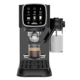 ارزوم اوكا صانعة إسبرسو نصف أوتوماتيكية بنظام حليب مدمج، 1.1 لتر، 1628 واط، أسود ونحاسي – OK0032-Chrome