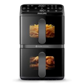 قلاية هوائية فيليبس 4000 سيريز سلة مزدوجة مكدسة ديجيتال، 10 لتر، 2750 واط، اسود - NA460/00