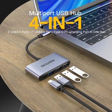 Datazone 4 in 1 USB-C  multi port Hub Super speed Grey