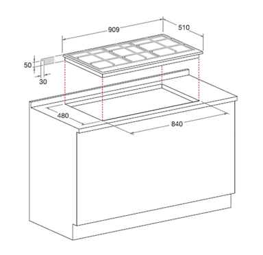 Ariston Built-In Gas Hob 90 cm Steel, PK 951 T GH SA
