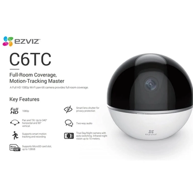 Ezviz C6TC Smart Indoor WiFi Camera FHD 1080 Tracking 360°WH