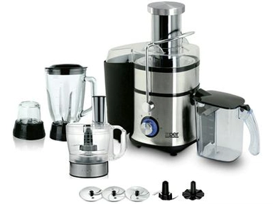 Xper Fruit Juicer 800 Watts with Food Processor, Blender and Mill, Steel , XPJ800