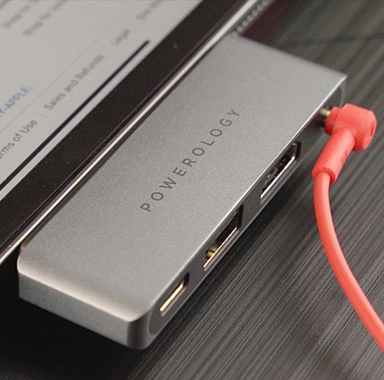 Powerology 4 in 1 USB-C HUB with HDMI USB AUX 60W Grey