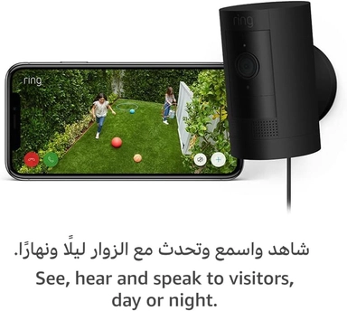 Ring Outdoor Stick up Plug- In Camera wireless 1080p Wifi Black