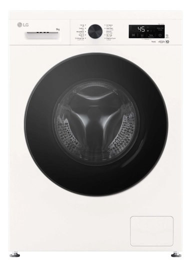 غسالة إل جي تحميل أمامي – إنفرتر، بدون نشافة، 9 كجم، 9 برامج، ابيض – WFF0914WH