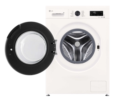 غسالة إل جي تحميل أمامي – إنفرتر، بدون نشافة، 9 كجم، 9 برامج، ابيض – WFF0914WH