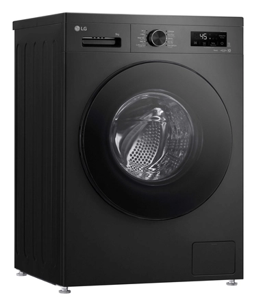 غسالة إل جي تحميل أمامي – إنفرتر، بدون نشافة، 9 كجم، 9 برامج، أسود – WFF0914MB