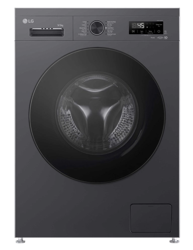 غسالة إل جي تحميل أمامي إنفرتر،مع نشافة 5 كجم، 9 كجم، 9 برامج، أسود - WSF0905MB