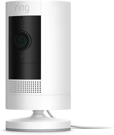 Ring Outdoor Stick up Plug- In Camera wireless 1080p Wifi White