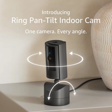 Ring Pan Titl Indoor Camera See 360 HD Video Two Way Talk Black