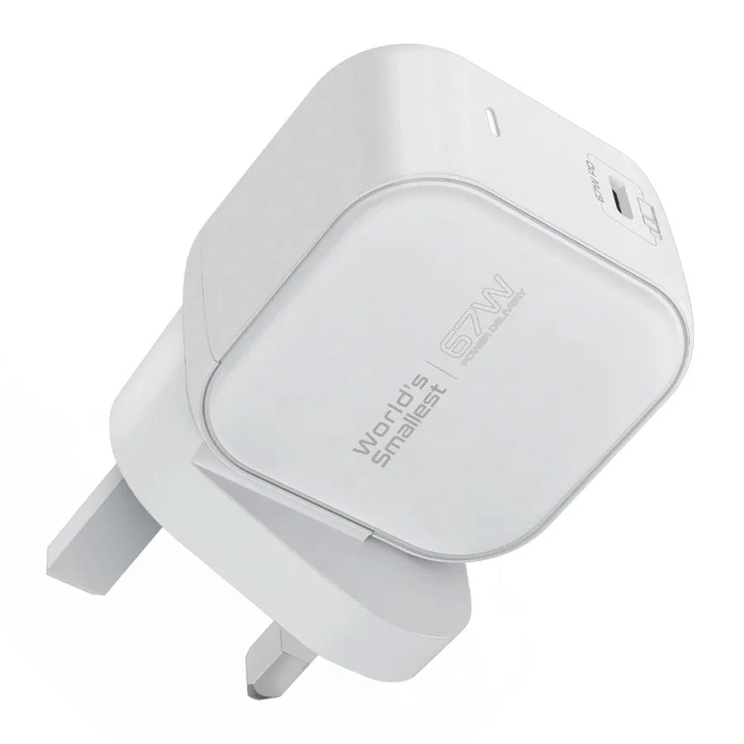 Promate Ultra Compact 67W GaN Charger with USB-C Port White