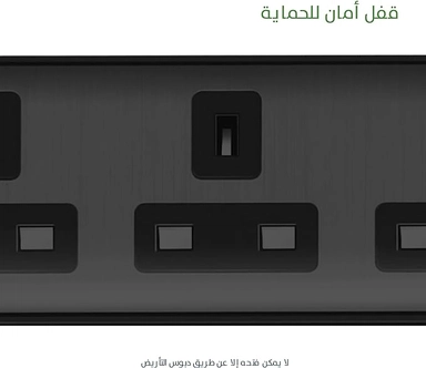 توصيلة جرين هوم الكهربائية 4 منافذ طاقة و 2 منافذ يو اس بي و منفذ يو اس بي سي للشحن السريع لون رمادي