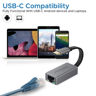 بروميت محول USB-C عالي السرعة إلى جيجابت إيثرنت أسود