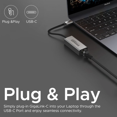 بروميت محول USB-C عالي السرعة إلى جيجابت إيثرنت أسود