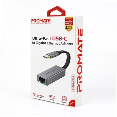 بروميت محول USB-C عالي السرعة إلى جيجابت إيثرنت أسود