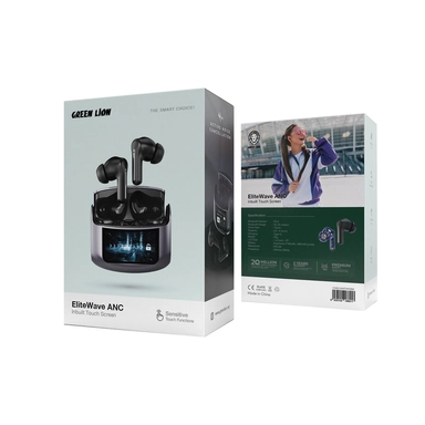 Green Lion EliteWave ANC Inbuilt Touch Screen Earbuds Gray