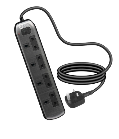 Green Home, Bundle Two Pieces, Extension Cords, 4 Socket, 3M, Black - Promo-GH-CE4S-3M