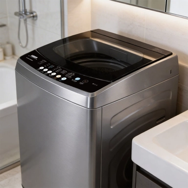 غسالة هام تعبئة علوية، 17كيلو، موتور انفرتر، غسيل بخار، فضي - HWM17S-25N