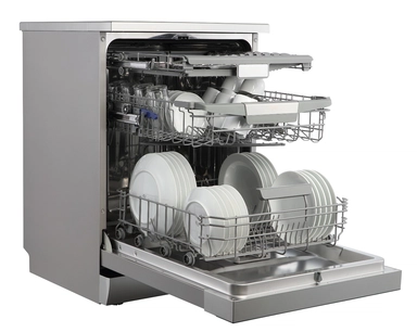غسالة صحون هام، 15 مكان، 9 برامج، 3 أرفف، إنفرتر، فضي - HMDW1509SLT