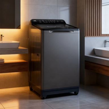 غسالة هام إنفرترتعبئة علوية، 10 كجم، 8 برامج، فضي غامق – HMTL10SH25INVBP