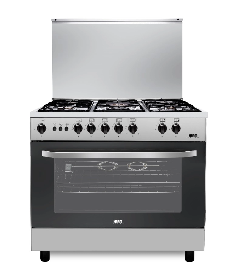 فرن هام 5 عيون غاز 55*80 استيل أمان كامل HM80GF-25