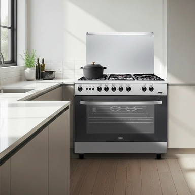 فرن هام 5 عيون غاز 55*80 استيل أمان كامل HM80GF-25