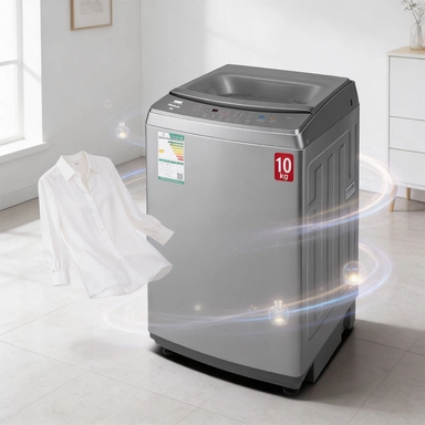 غسالة هام تعبئة علوية، 10 كيلو، فضي - HWM10S-24N
